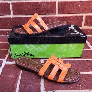 Sam Edelman Berit Strappy Croc-Embossed Flat Slide